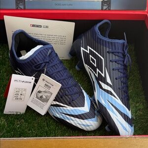 Lotto Blue and White Soccer Cleats
